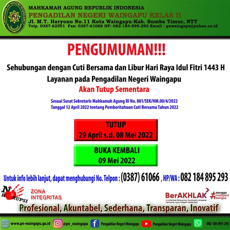 Pengumuman Cuti Libur